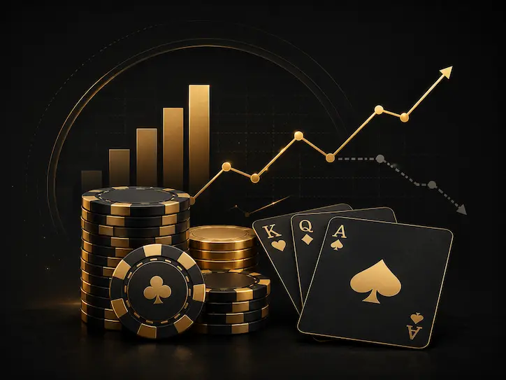 Blackjack strategy cards with gold decision graphics