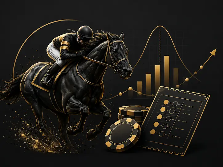 Horse racing bankroll risk and betting ticket probability graphic