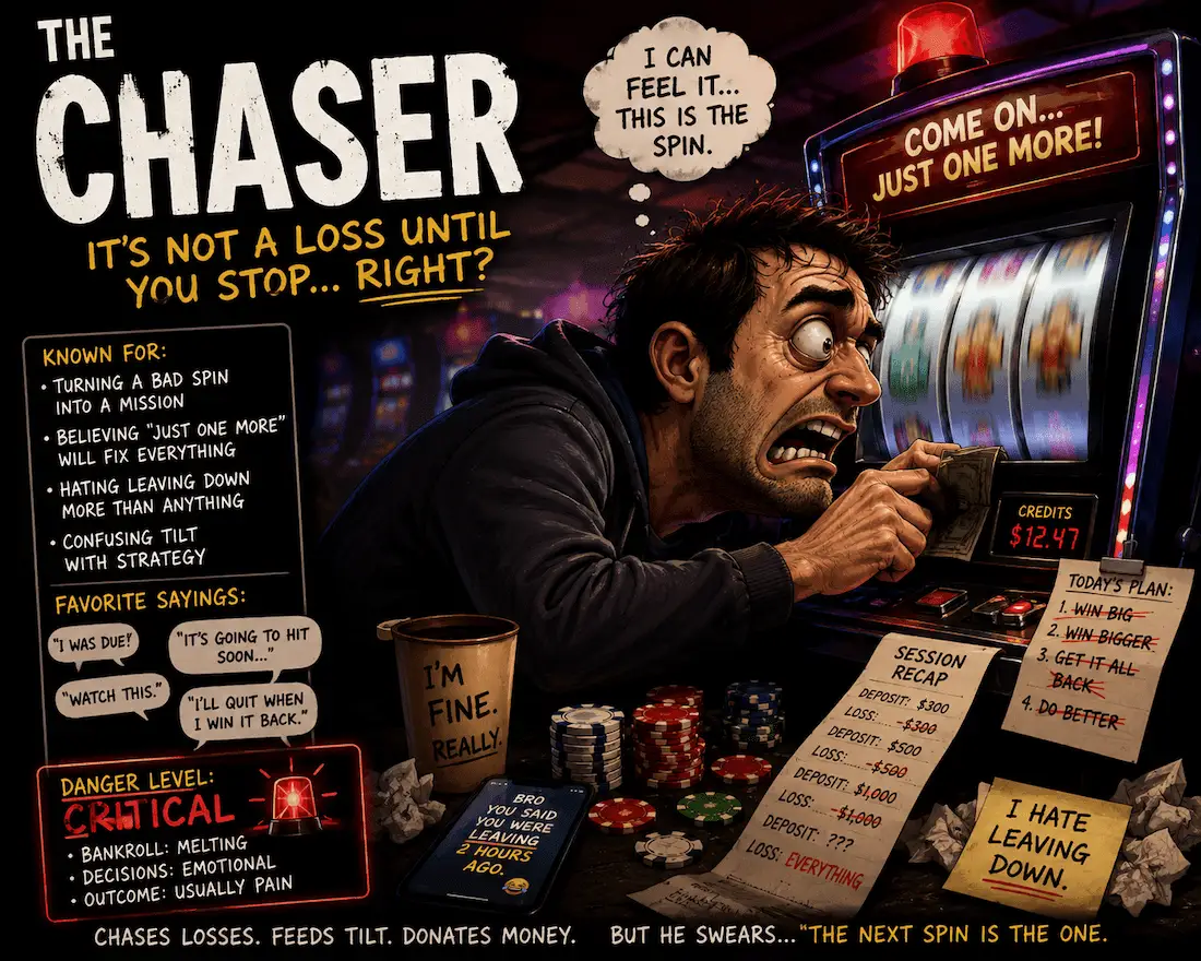 The Chaser gambling personality archetype illustration