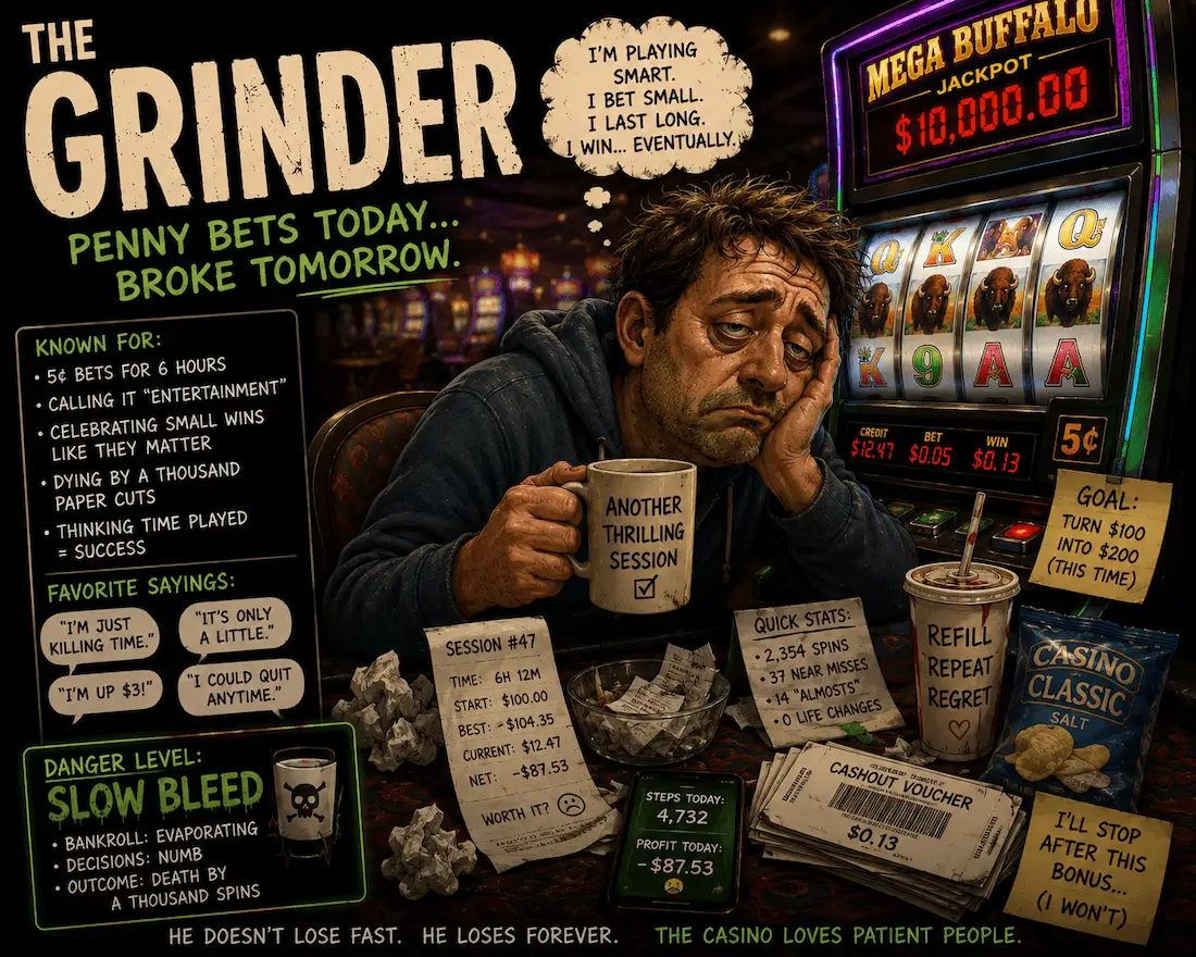 The Grinder gambling personality archetype illustration