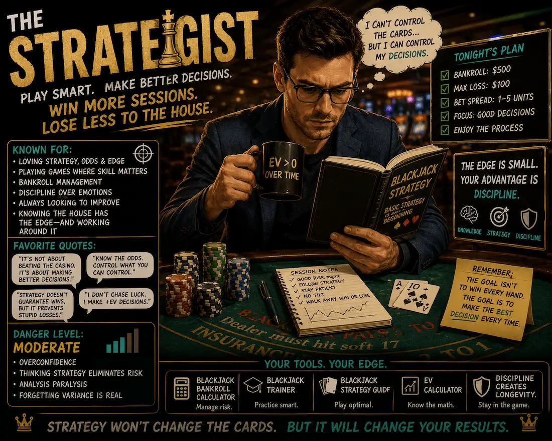 The Strategist gambling personality archetype illustration