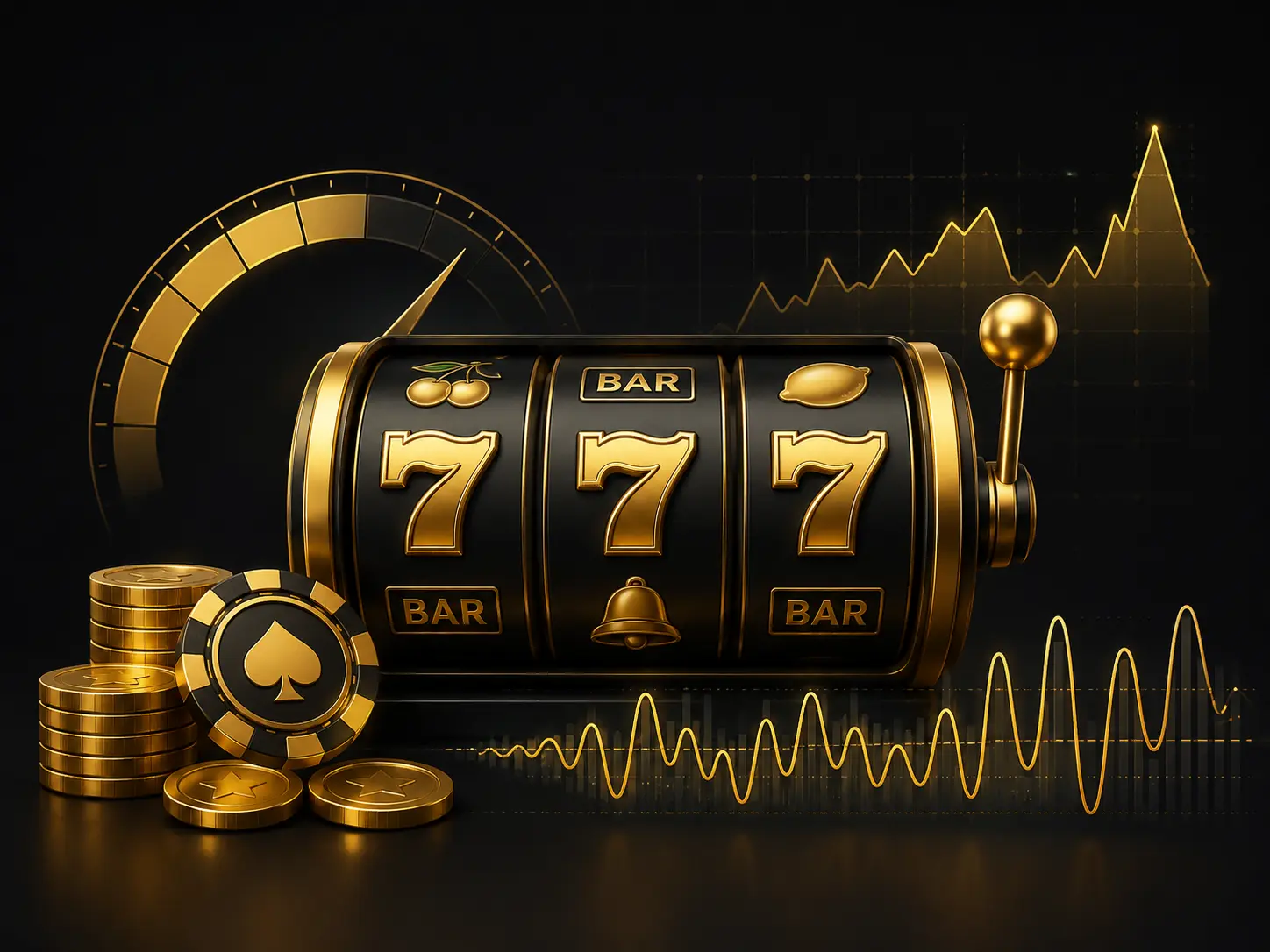 Slot volatility visualization with bankroll swings and payout spikes